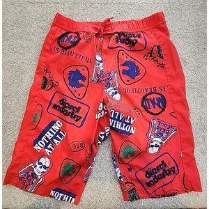 Diesel Swim Trunks Mens Sz 17 Lined Board Shorts Draw String Draw String Skulls